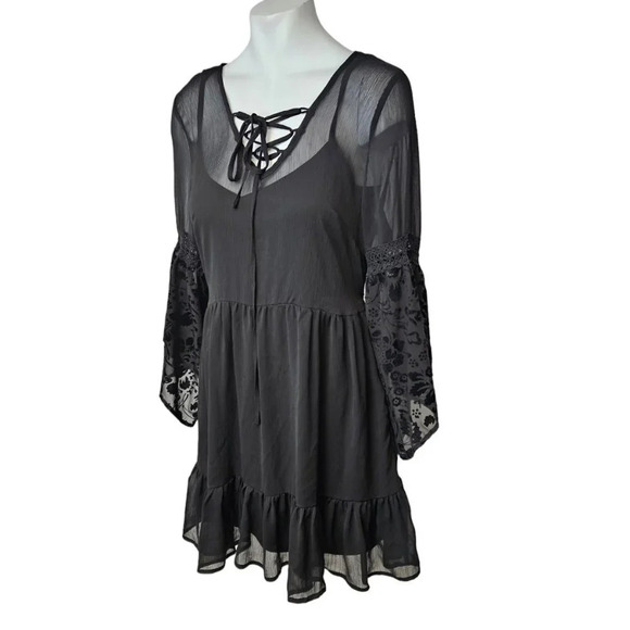 Band of Gypsies Layered Dress Velvet Black Size Small - Picture 5 of 7